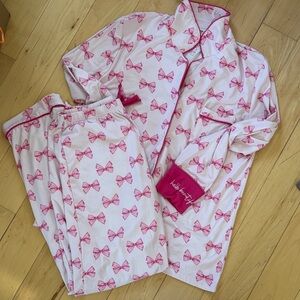 women’s pink viscose bow pajamas